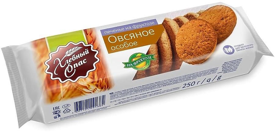 Печенье "Хлебный спас" Овсяное злаковое ассорти на фруктозе - 250гр