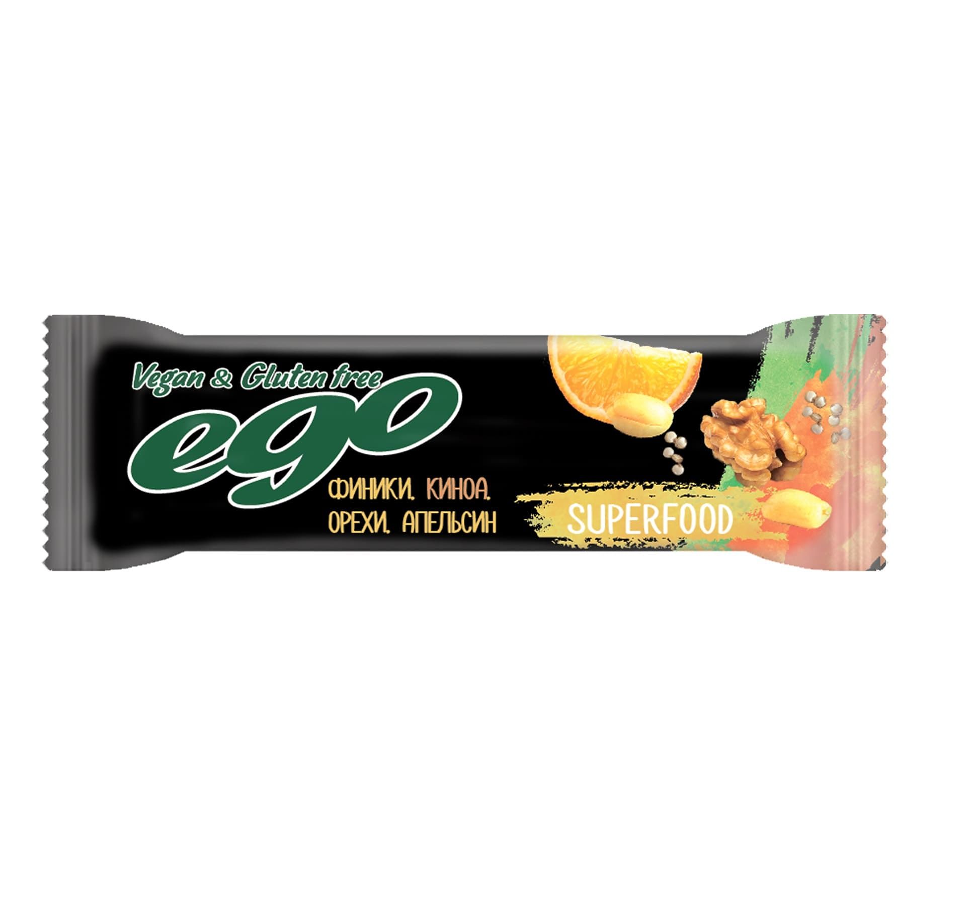 Батончик фруктово-ореховый Ego Superfood Киноа - 45гр